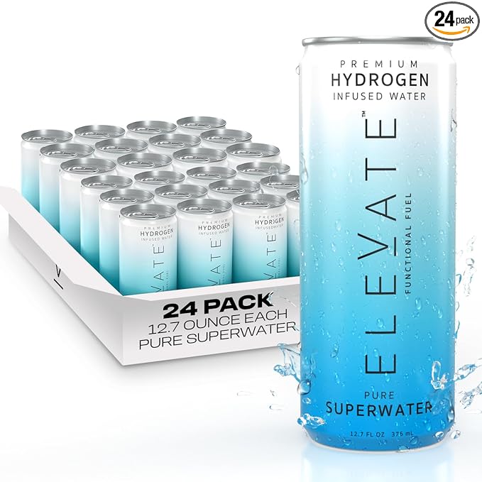 ELEVATE SUPERWATER Premium Hydrogen Water (24 pack). Highest Hydrogen (3-5 PPM) and Lowest -650 ORP. Supports Recovery, Energy, Hydration, Focus, and Endurance. BACKED BY SCIENCE. - Bloomnest