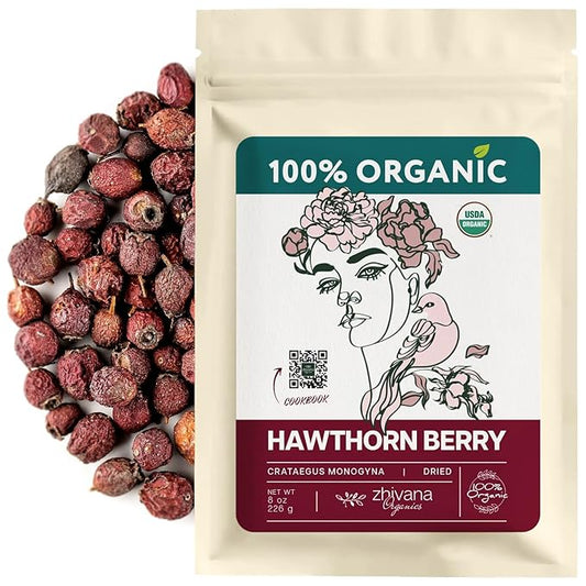 Zhivana Organics Organic Hawthorn Berry (8oz.) - Hawthorne Tea for Herbal Teas, Infusions, Tinctures, Culinary Recipes - Bloomnest