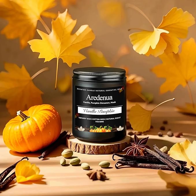Vanilla Pumpkin Candle – Holiday Pumpkin Scented Candle, Thanksgiving Candles for Home, 7oz Holiday Soy Candles Gift for Her & Him, Cozy Winter & Christmas Gifts for Women Men - Bloomnest