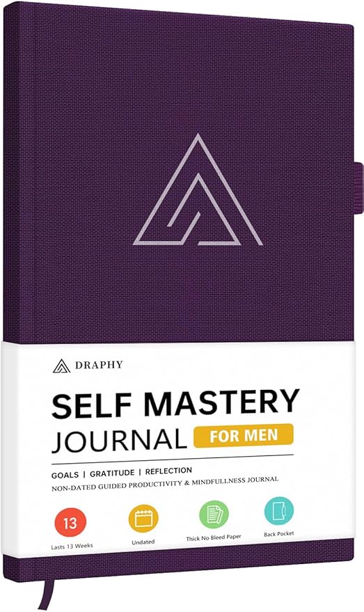 Self-Mastery Journal for Men - Gratitude and Productivity Journal for More Happiness, Positivity, Growth, Mindfulness, Self Care and Reflection - Guided Inspirational Journals for Men & Women Draphy