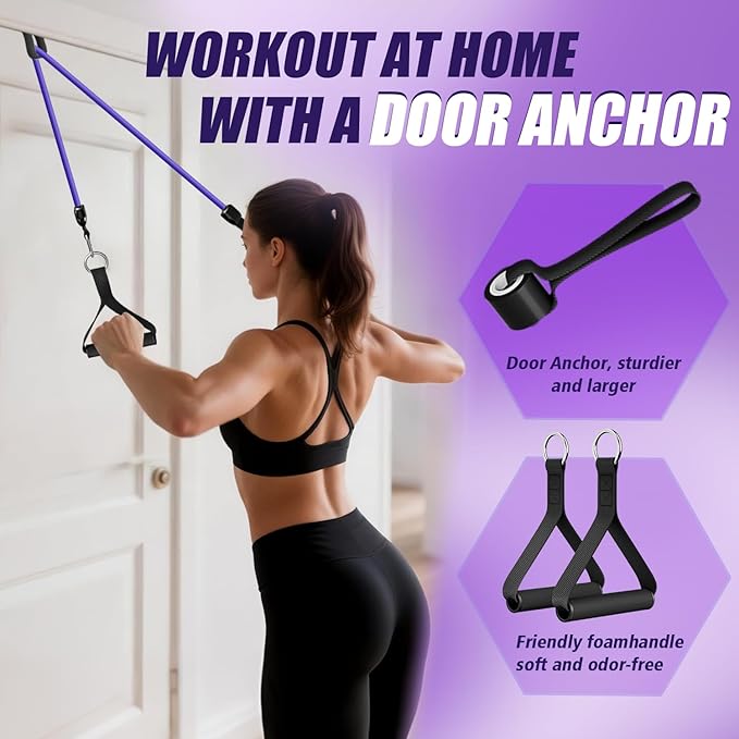 WHATAFIT Resistance Bands, Exercise Bands，Resistance Bands for Working Out, Work Out Bands with Handles for Men and Women Fitness, Strength Training Home Gym Equipment - Bloomnest