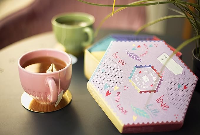 ACORUS | Loveland Tea Set | Natural Assorted Tea Hamper Box | Set of 6 flavors | Surprise your loved ones | Valentines box | Large Selection Box | Tea Gift Sets | 60 Tea Bags - Bloomnest