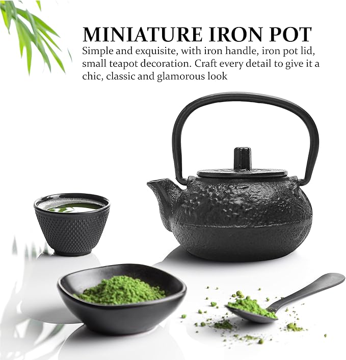 50ml(1.7oz) Mini Cast Iron Teapot, Imitation Japanese Kettle with Copper Handle and Bamboo Root Beam, Perfect for Home Tea and Coffee Serveware Decoration - Mini size only – fits in your palm - Bloomnest