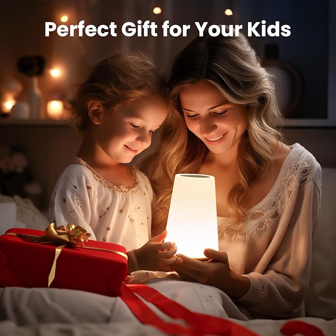 THAUSDAS Night Light, Dimmable Touch Lamp for Bedroom, Portable Table Bedside Lamp, 5 Brightness 13 RGB Colors, Night Lights for Baby Nursery Bathroom - Bloomnest