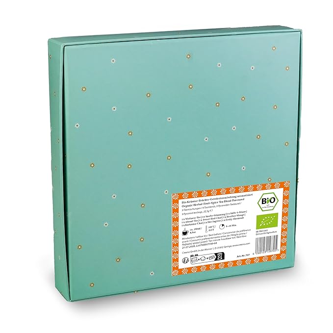 Creano Organic Herbal Tea Gift Set ‘Tea Lovers’ – 9 pyramid tea bags in 9 cute shapes to give as gifts – 22.5g* - Bloomnest