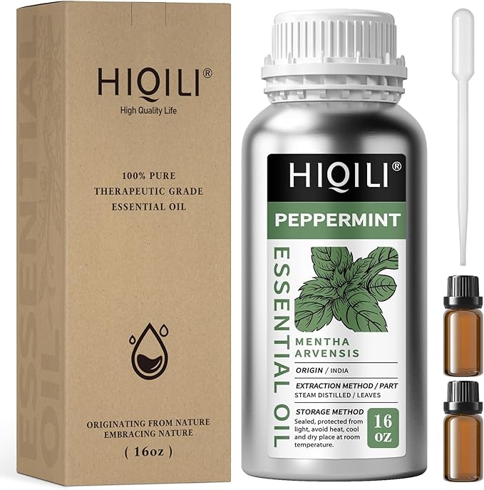 HIQILI Peppermint Essential Oil 16 oz 100% Pure Natural Aromatic Oil for Freshening Air, Hair Care, DIY Soap, SPA & Home Use - Bloomnest