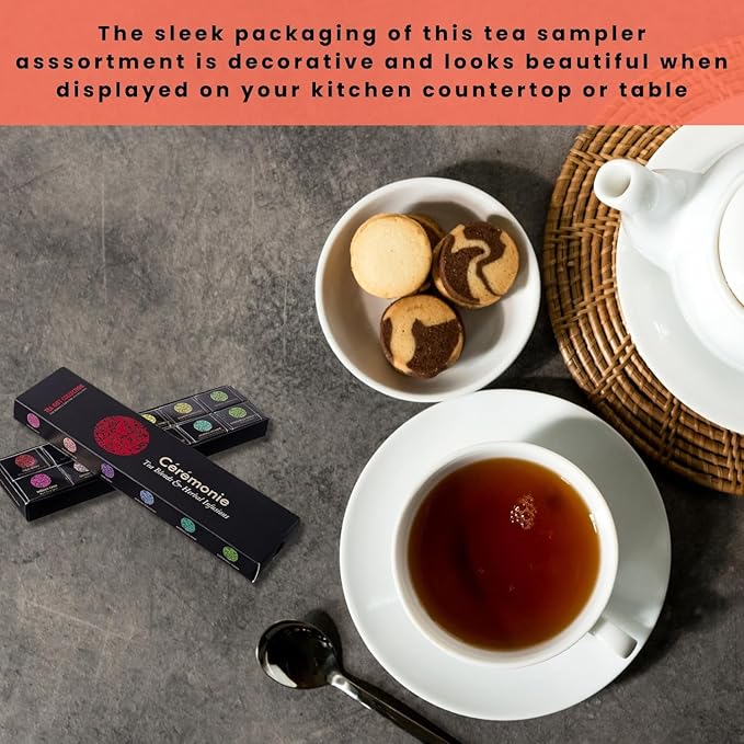 Ceremonie Tea Herbal Variety Pack - Kosher Set - Assorted Sampler With 12 Individually Wrapped Silky Mesh Herbal Bags - Single Serve Pouches - Bloomnest