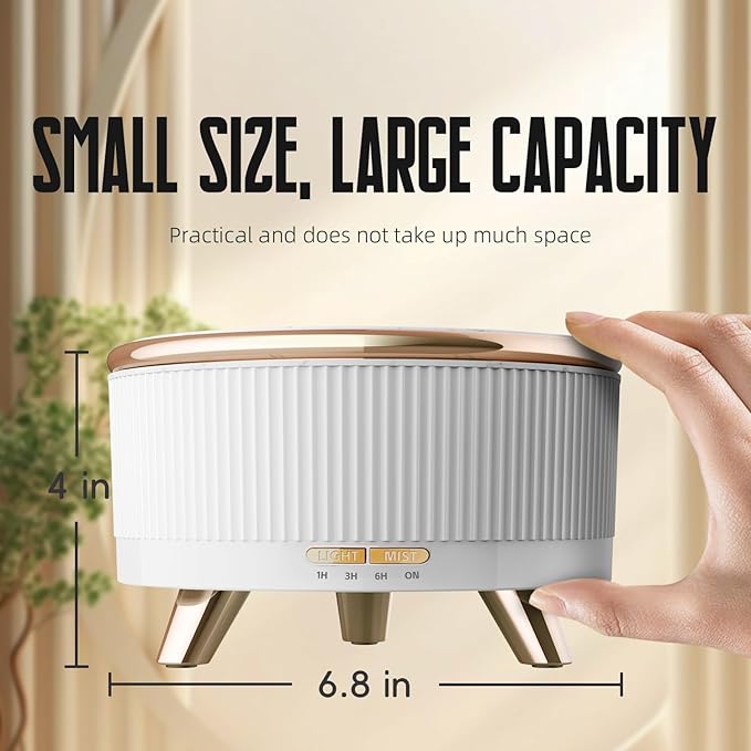 500ML Large Capacity Essential Oil Diffuser, Ultrasonic Aromatherapy Diffuser with 7 Color LED Lights with Remote Control, Cool Mist Humidifier, Timed Mist, Auto Shut-Off (White) - Bloomnest