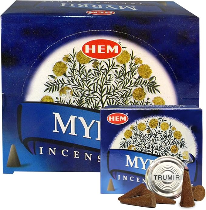 Myrrh Incense Cones and Cone Incense Burner Bundle Insence Insense Hem Incense TRUMIRI