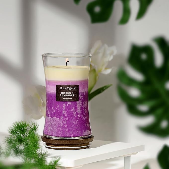 HomeLights 3-Layer Candles for Home Scented, 21.52 OZ Natural Soy Wax Scented Candles Burns Up to 100 Hours, Large Jar, Citrus & Lavender - Bloomnest