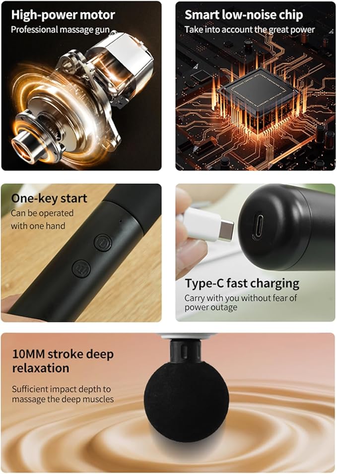 Massage Gun with Extended Handle, Upgraded U-Shaped Back Massager, Reaches Hard-to-Access Muscles, 4 Massage Heads & 4 Speed Levels, Body Massager for Back, Neck, Shoulder, Leg, White - Bloomnest