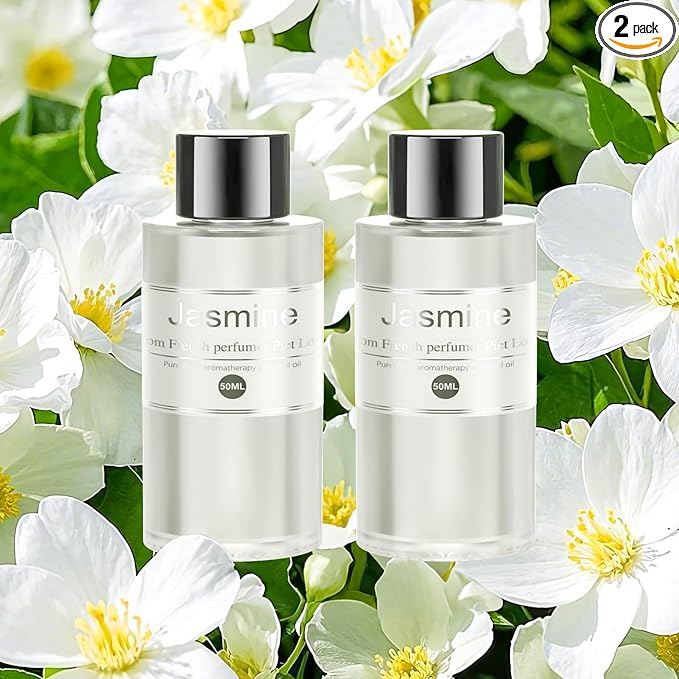Amor Lyris 2 Packs Essential Oil Refill for Smart Car Air Freshener, 3.5OZ Car Diffuser Refill, Aromatherapy Perfume Refill Can be Used for 4-8 Months, Made with Natural Plant Extracts, Jasmine - Bloomnest