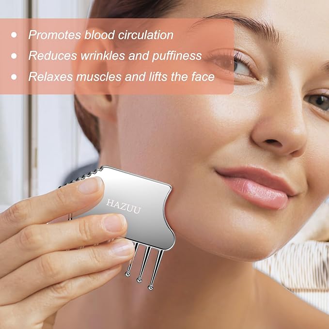 Portable Stainless Steel Scalp Massager - Guasha Scraping Tool for Head, Neck, Shoulders, Legs & Arms - Ideal for Soothing Relief (Comb Shape) Bloomnest