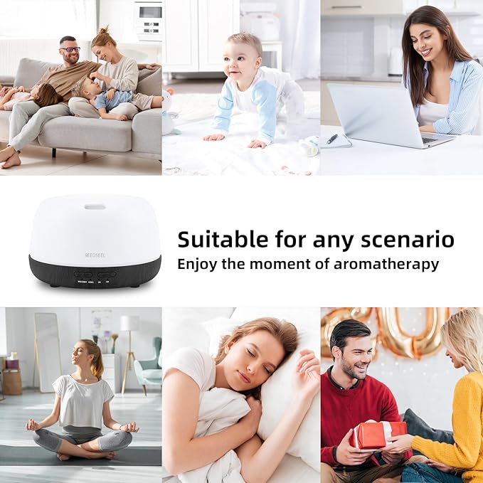 300ML Essential Oil Diffuser with Remote Control, Aromatherapy Diffuser with 7-Color Changing LED Light for Small Rooms, Bedroom, and Home - Bloomnest