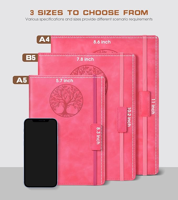 Lined Journal Notebook for Women Men,256 Pages A4 Large Hardcover Leather Journals for Writing,Travel,Business,Work,School,College Ruled Notebooks for Note Taking, Diary Notepad 8.6"×11" - Bloomnest