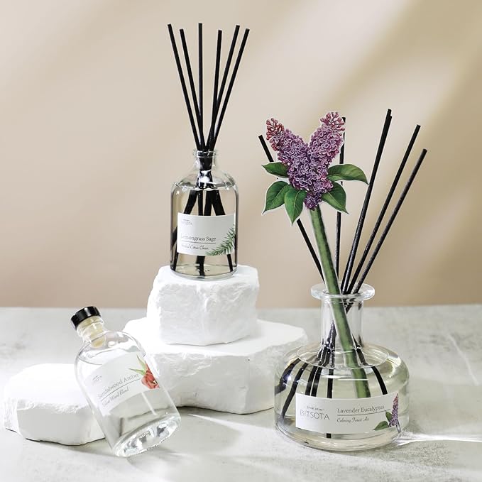 Reed Diffuser Set, 9.85 oz Vanilla Cream Scented Diffuser with Decorative Card Home Fragrance Reed Diffuser for Bathroom Shelf Decor, Ideal Gift for Woman - Bloomnest