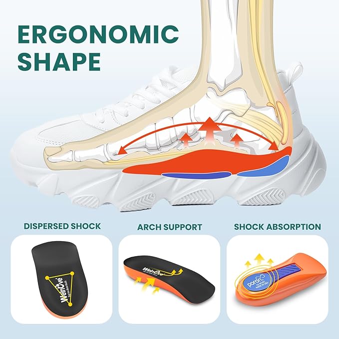 Plantar Fasciitis Heel Support Inserts - Welnove Premium Arch Support Heel Cushion Cups for Heel Pain Heels Spur Achilles Tendonitis - Orthotic Shoe Insert for Women's 6-9, Men's 5-8 (1 Pair) - Bloomnest