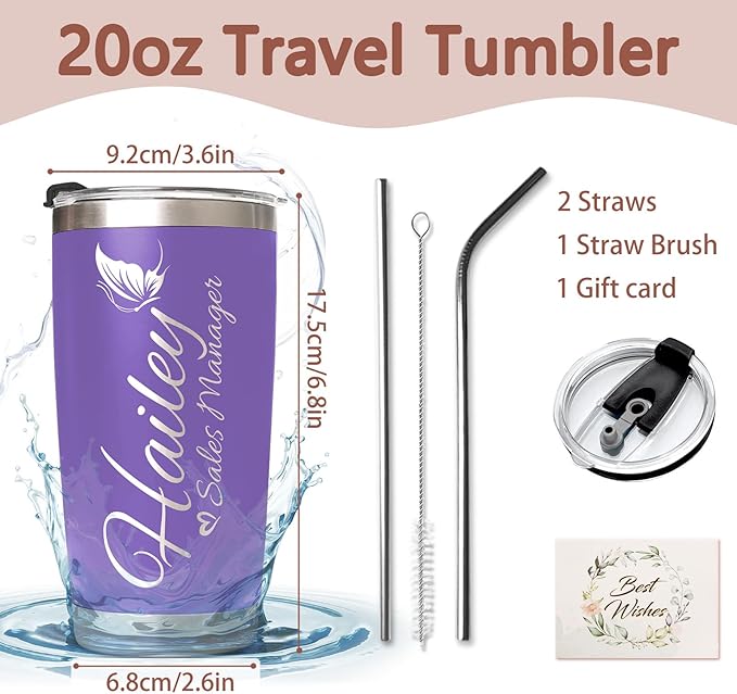 Personalized Tumbler Custom Coffee Tumbler Laser Engrave with Name 20 Oz Stainless Steel Travel Tumbler Cup Mug Personalized Gifts for Birthday Christmas Anniversary for Men Women Kids - Bloomnest