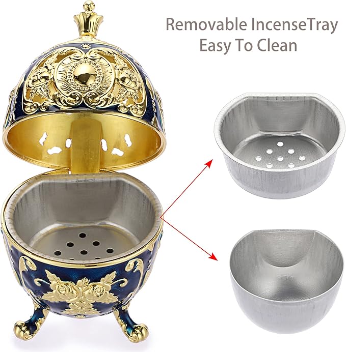 JUXYES Vintage Incense Burner Holder with Removable Ash Catchers, Metal Censer Antique Cone Coil Incense Burner Holder Zinc Alloy Spiritual Aromatherapy Yoga Meditation Gifts Retro Home Decoration - Bloomnest