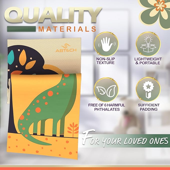 Kids Yoga Mat Set for Boys & Girls - Doll, Unicorn, Mermaid, Panda, Dinosaur and UnderWater - Chemical Free - Non-Toxic - Non-Slip - 60 X 24 X 0.2 Inches - w/ 12 Yoga Cards - Cute Carrier Bag - Ages 3-12 - Bloomnest