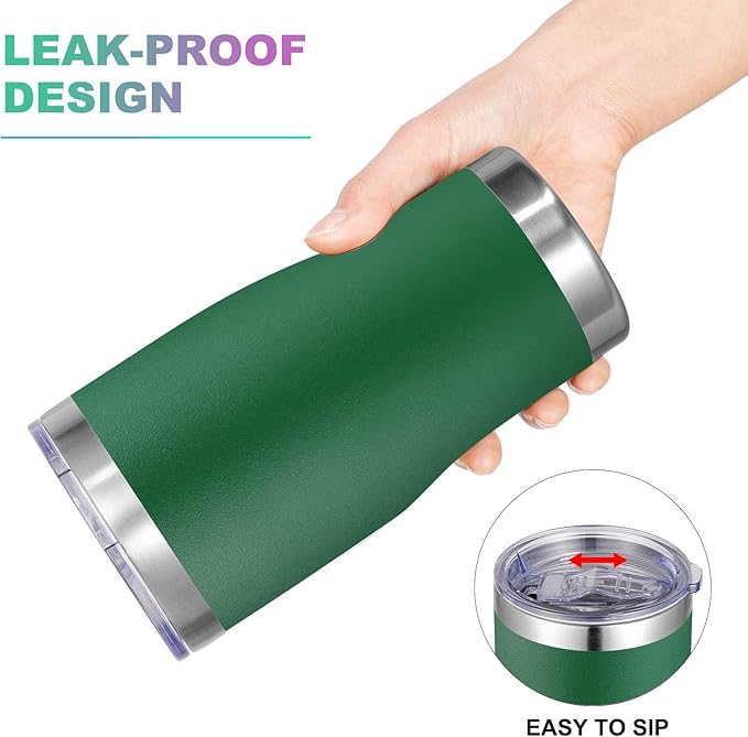 VEGOND 20oz Tumbler Stainless Steel Tumbler Cup with Lid And Straw Vacuum Insulated Double Wall Travel Coffee Mug(dark green package 12) - Bloomnest