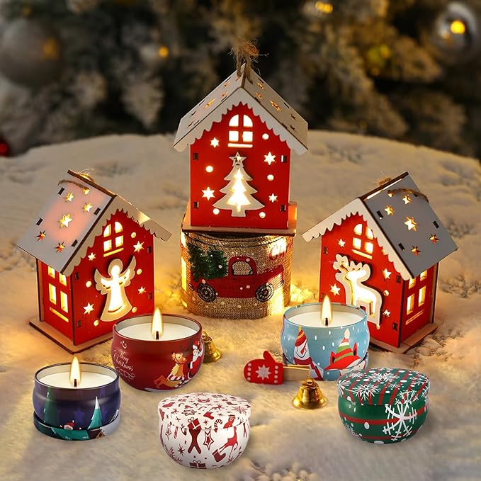 24 Pack Christmas Scented Candles - Natural Soy Wax Advent Candles, Smokeless Clean Burning with Cotton Wick, 2.5oz Mini Jar Candles for Holiday Gifts, Home Decor & Christmas Party Favors - Bloomnest