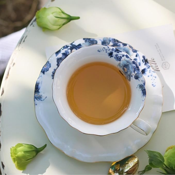 Bone China Tea Set for Adults, 13-Piece Blue and White Porcelain Tea Set for 4, Vintage Floral Tea Set With Teapot and Teaspoons, Tea Party Sets for Women Gift (Blue) - Bloomnest
