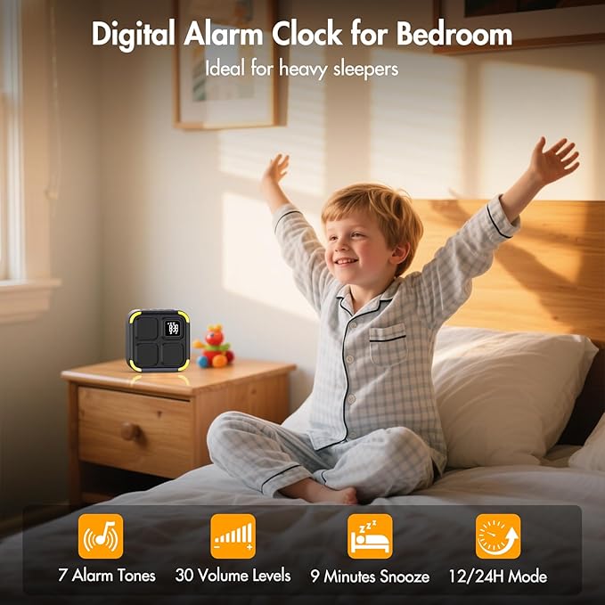 Sound Machine White Noise Machine with 30 Soothing Sounds, 10W Bluetooth Wireless Speaker Alarm Clock with Lights, Rechargeable Sleep Machine with Timer, Gifts for Boys Girls Baby Kids Teens Adults