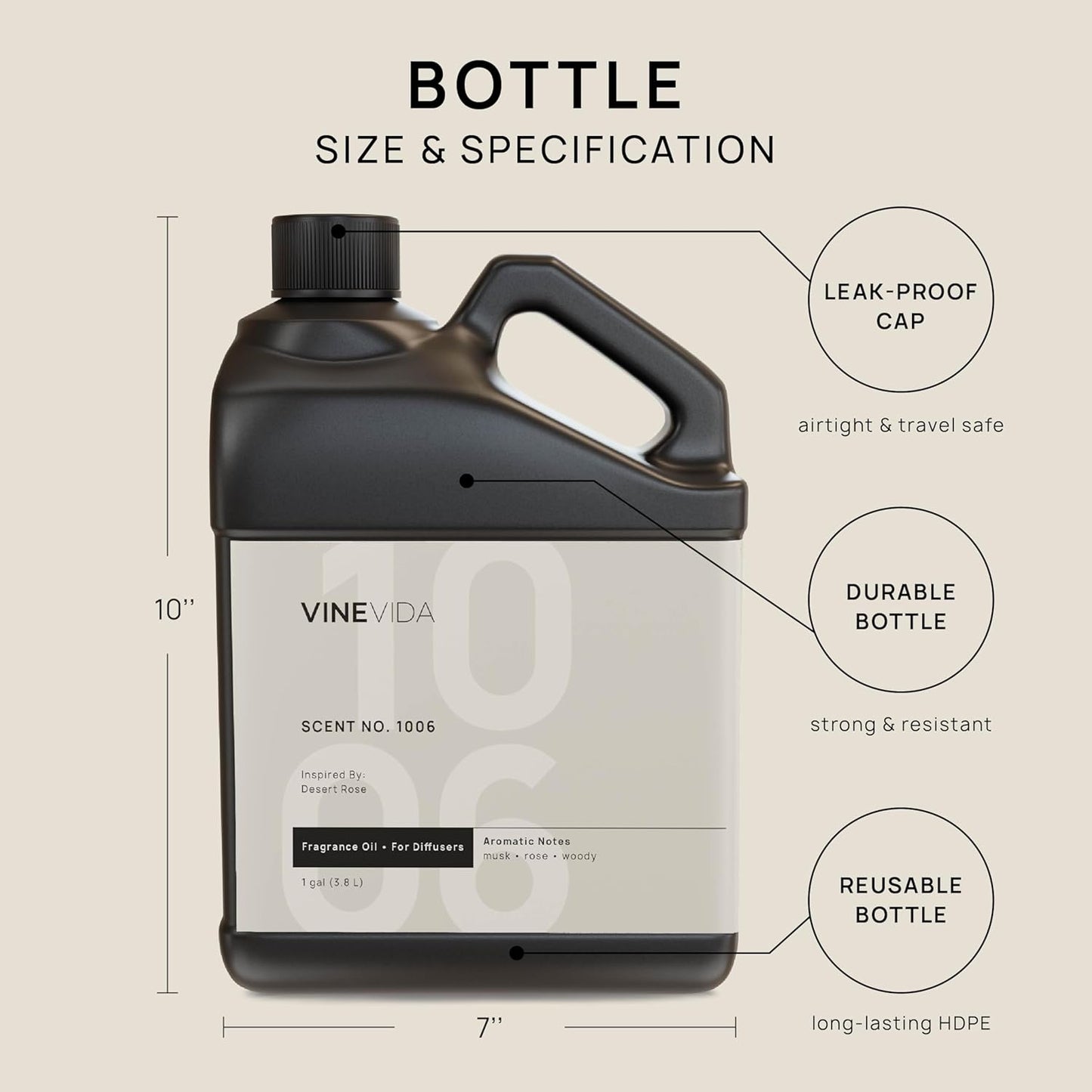 VINEVIDA 128oz Hotel Fragrance Collection - Cold Air Diffuser - Scent No.1006, Inspired by Fairmont