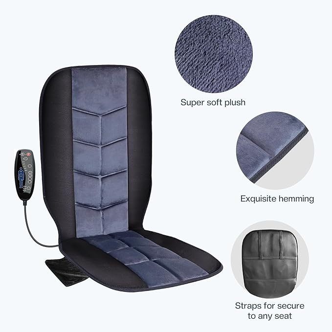 CILI Massage Chair Pad,Back Massager with Heat,Massage Seat Cushion with 10 Vibration Motors,30-60-90 Minutes Heating Options,Chair Massager for Office Chair, Home Office Use - Bloomnest