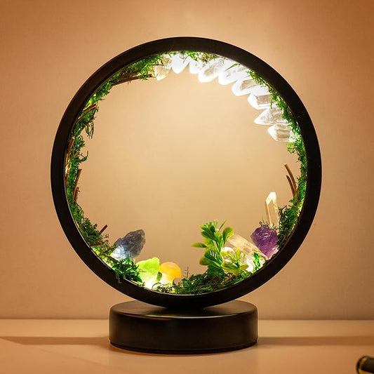 Runyangshi Forest Style Bedroom Night Light USB Port 3 Colours Dimming Mode Bedside Lamp Natural Clear Quartz Single Crystal Healing Crystal Night Lamp for Bedroom Office Home Decor Gift - Bloomnest