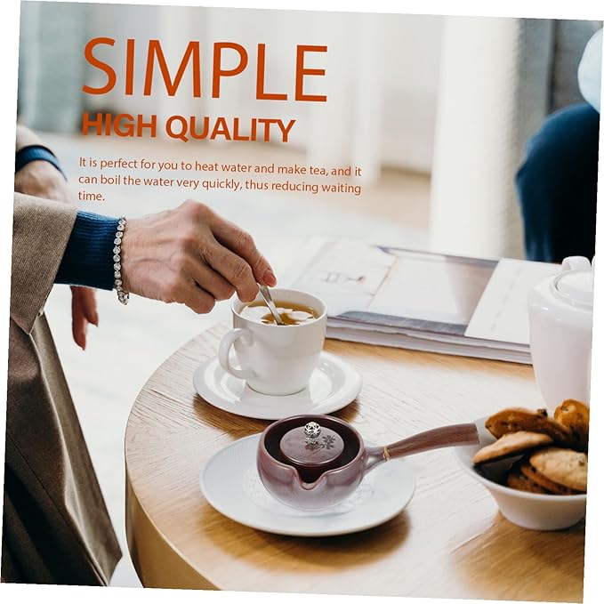 Japanese Style Ceramic Tea Kettle Retro Porcelain Teapot for Home Office Travel Practical Smooth Surface Easy Clean Small Capacity Tea Container in Wine Red