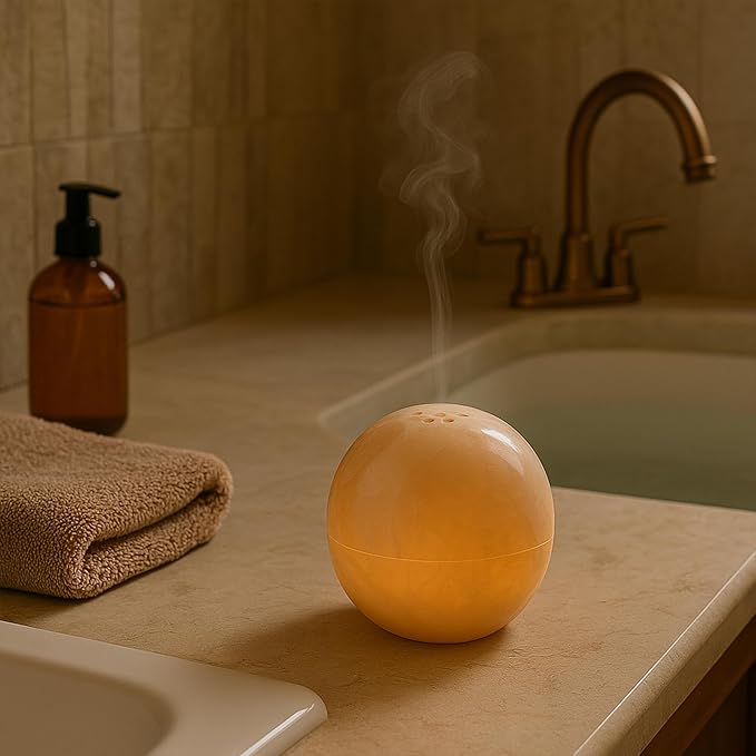 Natural Stone Sphere Incense Holder: 4" D Luxury Handmade Aromatherapy Burner for Meditation, Yoga & Home Décor, Multi-Hole Design, Pink Onyx - Bloomnest