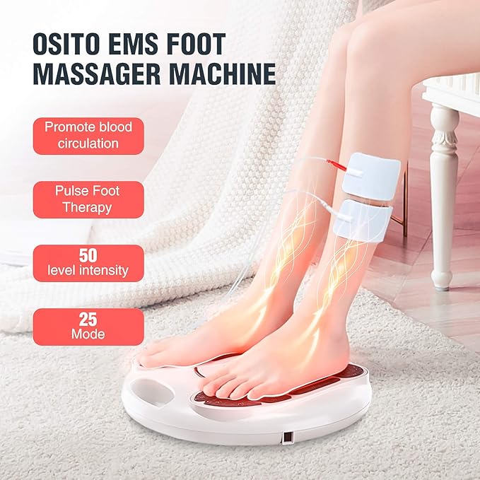 OSITO EMS Foot Massager for Neuropathy, FSA HSA Approved Products, Foot Circulation Stimulator, FSA Massager for Circulation and Pain Relief, 25 Modes 99 Intensities, Ideal for Women/Men - Bloomnest
