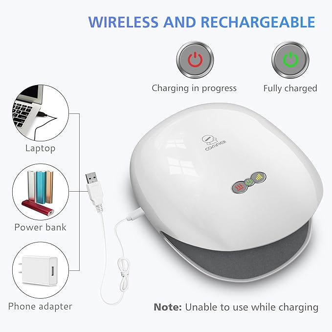 COMFIER FSA Wireless Hand Massager with Heat,3 Levels Compression & Heating,Rechargeable Hand Massager Machine for Carpal Tunnel,Christmas Gifts for Women,Men, HSA