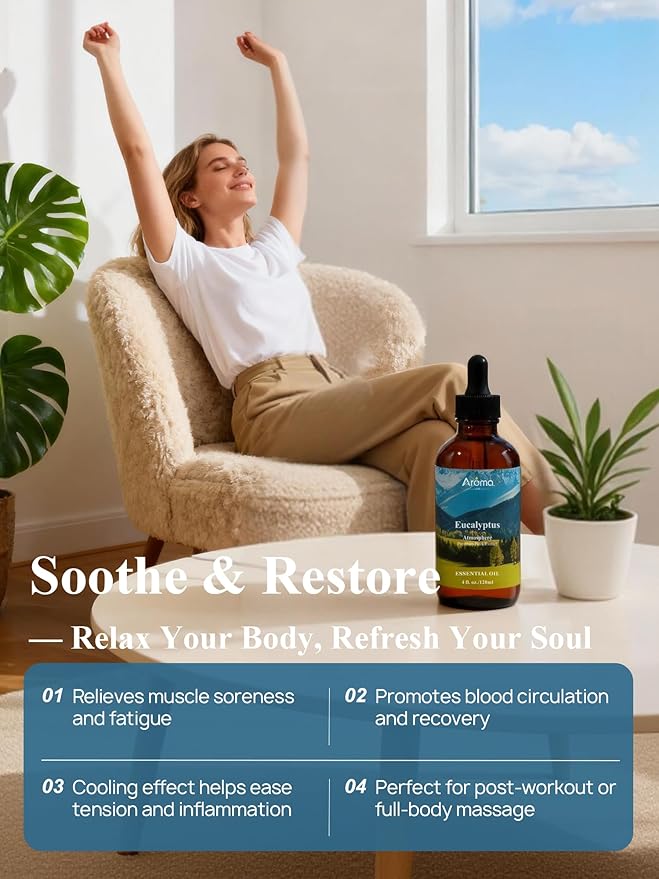 Eucalyptus Essential Oil with Premium Gift Box - Thieves Oil Essential Oils for Diffusers, Aromatherapy Oils - 4 Fl Oz 100% Pure Natural - Essential Oil Set - Gifts for Women Bloomnest