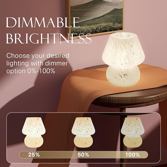 Mushroom Lamp Small Table Lamp for Bedroom, Bedside Lamps for Nightstand, Mushroom Decor Cute Mini Modern Mid Century Lamps, Aesthetic Home Living Room Decor(White) - Bloomnest