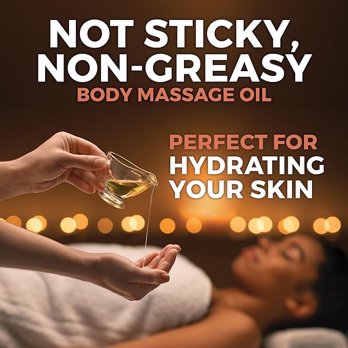 Viva Naturals Organic Massage Oil Unscented (8 fl. oz.) - Non-Greasy Body Oil with Mess-Free Pump, Moisturizing Massage Oils for Massage Therapy, Non-GMO and Certified Organic, 237 mL - Bloomnest