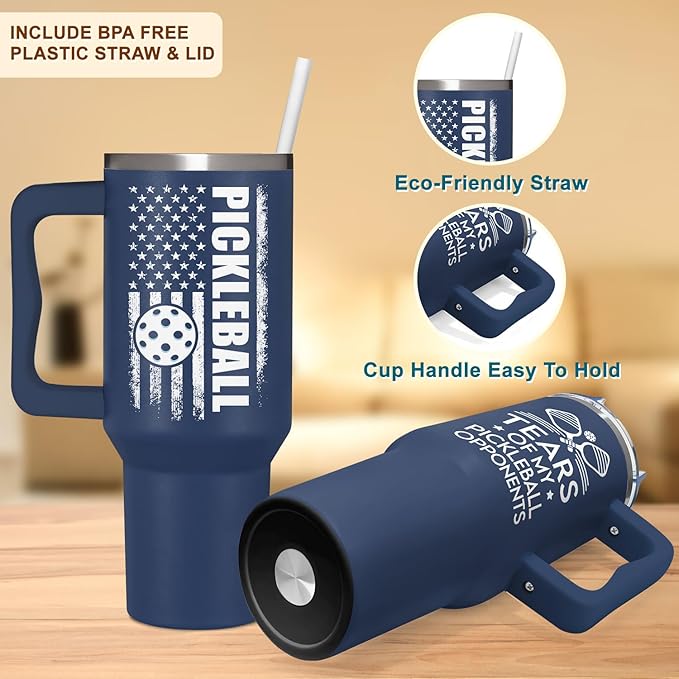 Pickleball Gifts For Men, Gifts For Pickleball Lovers, Pickleball Christmas Gift, Pickleballs Present Ideas From Son, Daughter And Kids, Christmas Presents For Dad, Pickleball Tumbler 40oz With Handle - Bloomnest