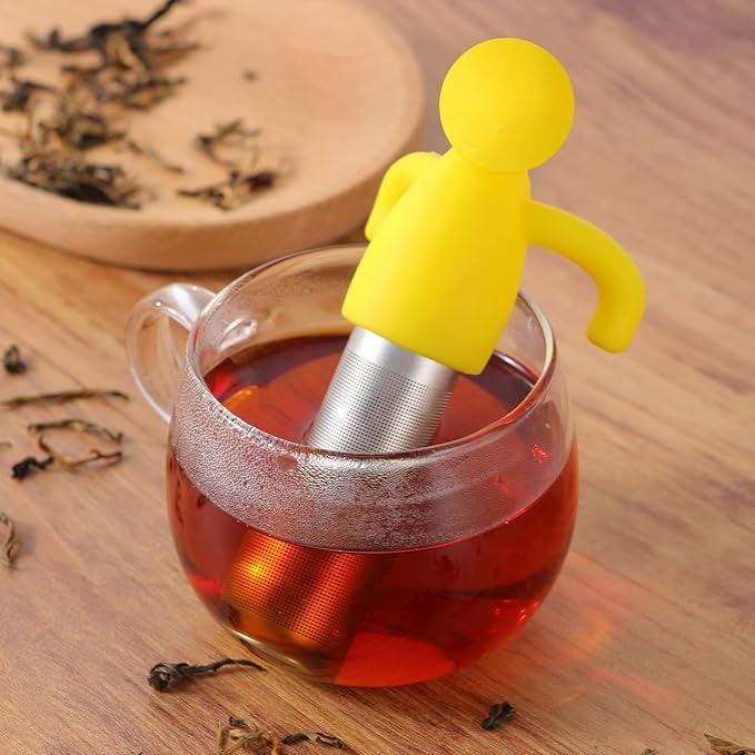 Leden Tea Infuser for Loose Tea Cute Tea Diffuser Fine Mesh Tea Steeper Stainless Steel and Silicone Tea Strainer for Cup and Mug, Yellow - Bloomnest