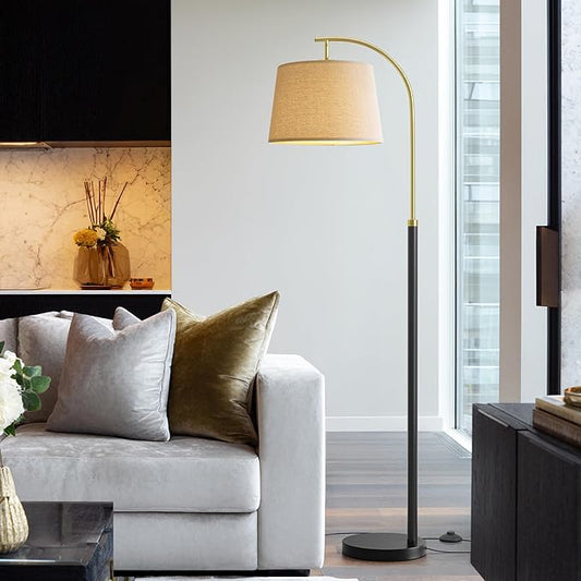 62.5" Floor Lamps for Living Room with Foot Switch Arc Tall Standing Lamp for Bedroom Mid Century Modern Corner Gold Black Floor Lamps for Office Nursery Industrial Reading Light Room Lamp - Bloomnest