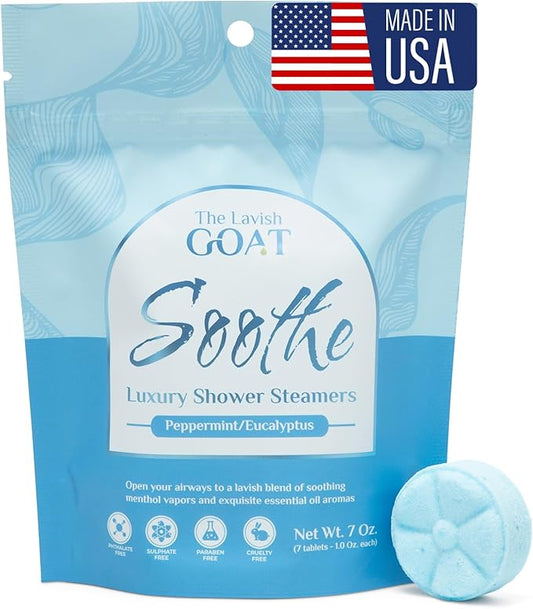 TLG Soothe Shower Steamers Aromatherapy 7 Pack – USA Made with Extra Menthol, Peppermint & Eucalyptus – Shower Bomb for Relaxation, Stress & Sinus Relief – Gift for Men & Women - Bloomnest