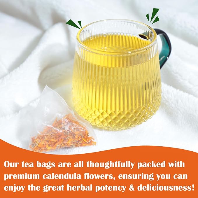 FullChea - Dried Calendula Flowers Tea, 30 Teabags, 1.5g/bag - Premium Calendula Tea For Skin Health & Support Wellness - Non-GMO - Caffeine-free - Natural Calendula Herbs - Bloomnest