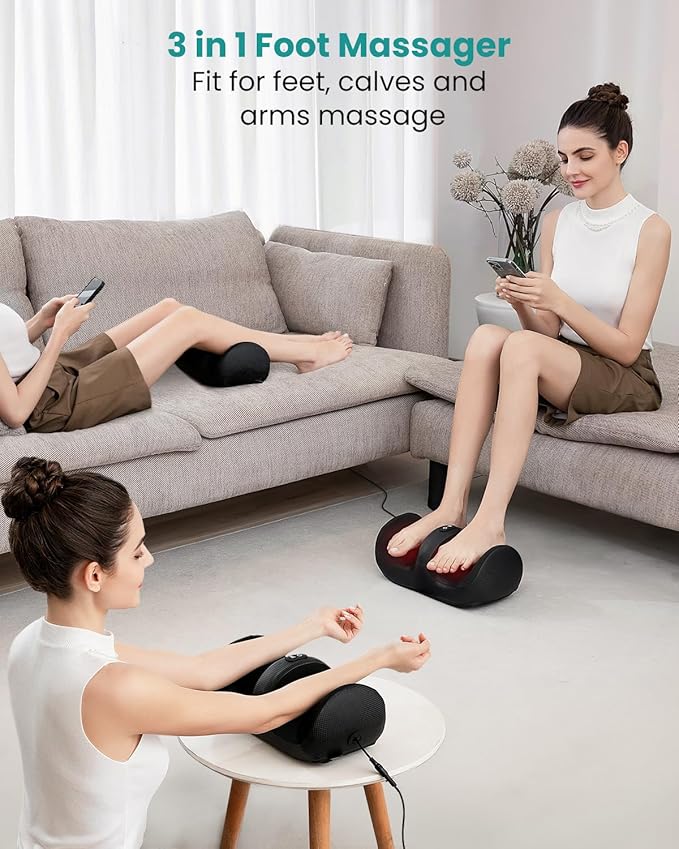 Nekteck Foot Massager with Heat & Foot Roller, Shiatsu Calf Leg Massager for Circulation and Neuropathy Pain Relief for Feet Care Home Office Gadgets Relaxing Massage Tools Gifts for Women Men Mom Dad - Bloomnest