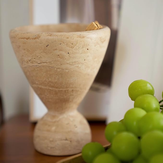 Wild Works Vintage Travertine Cave Stone Incense Mid-Ancient Minority Abstract Geometric Ornament Home Decor Indoor