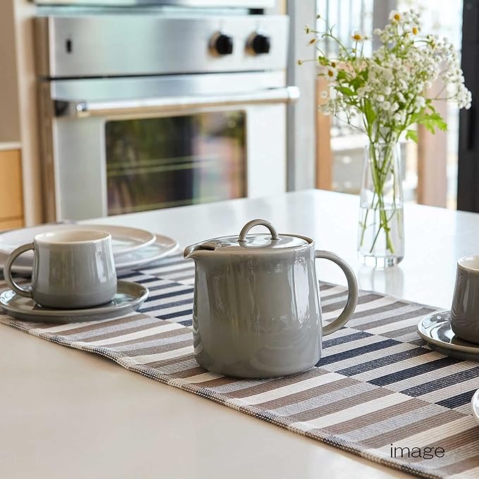 Fourlife 620Ikw Ceramic Teapot, 1.9 fl oz (591 ml), 3 Cups, Includes Tea Strainer, Microwave and Dishwasher Safe, Gray, Ink Wash, Danjou Teapot - Bloomnest