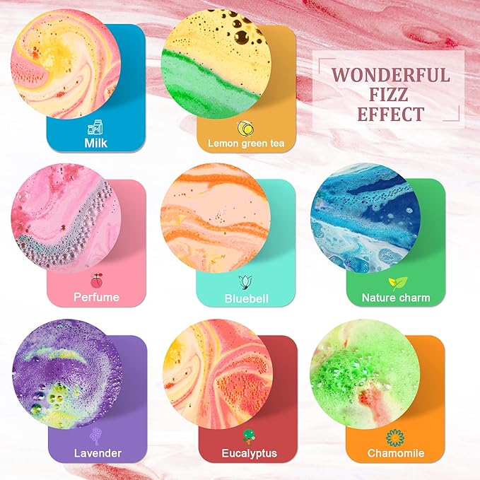 Bath Bomb Gift Set, Family Pack Mini Bath Bombs with Reusable Bowknot, 40 Pcs Organic & Natural Bath Bombs for Kids, Women and Men, Best Gift for Valentine's Day & Any Anniversaries - Bloomnest