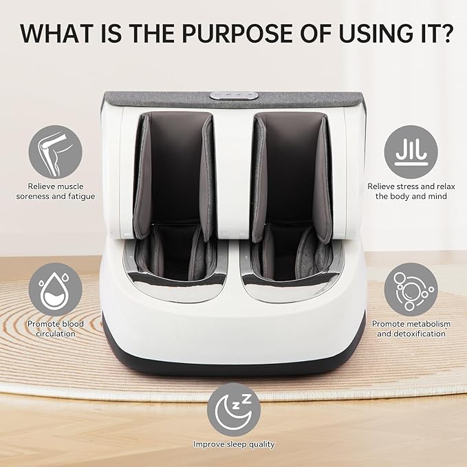 2 in 1 Foot Massager Machine Shiatsu Foot and Calf Massager with Deep Kneading Vibration Compression Massagers for Feet and Leg Gift for Women and Men - Bloomnest