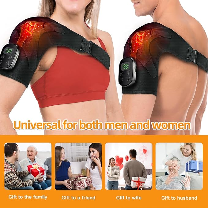 Cordless Heating Vibration Massage Shoulder Heating Pad Shoulder Massager for Pain Relief Deep Tissue Soothing Arthritis Blood Circulation Muscle Relax - Bloomnest