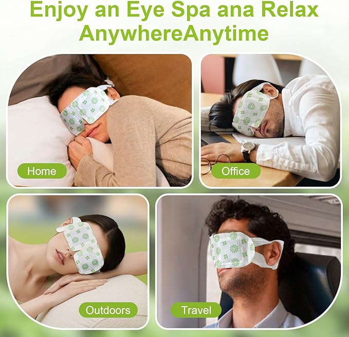 20 PCS Steam Eye Masks wormwood Heated Eye Mask Self Heating for Eyes, Disposable Warming Eye Mask for Sleep, Unscented Scent Eye Steam Mask for Spa/Travel, Stress Relif & Relaxation Gifts for Women - Bloomnest